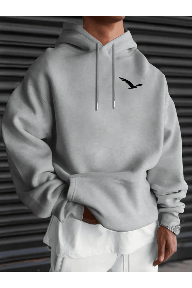 Minimalist Hoodie with Eagle Figure
