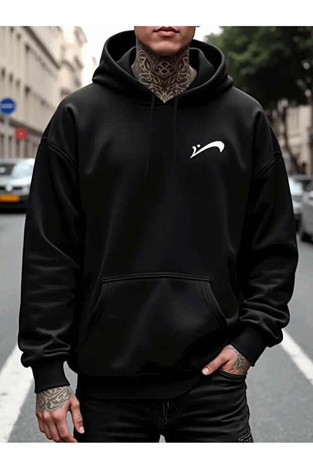 هودي بسيط بشعار مطبوع - 1
