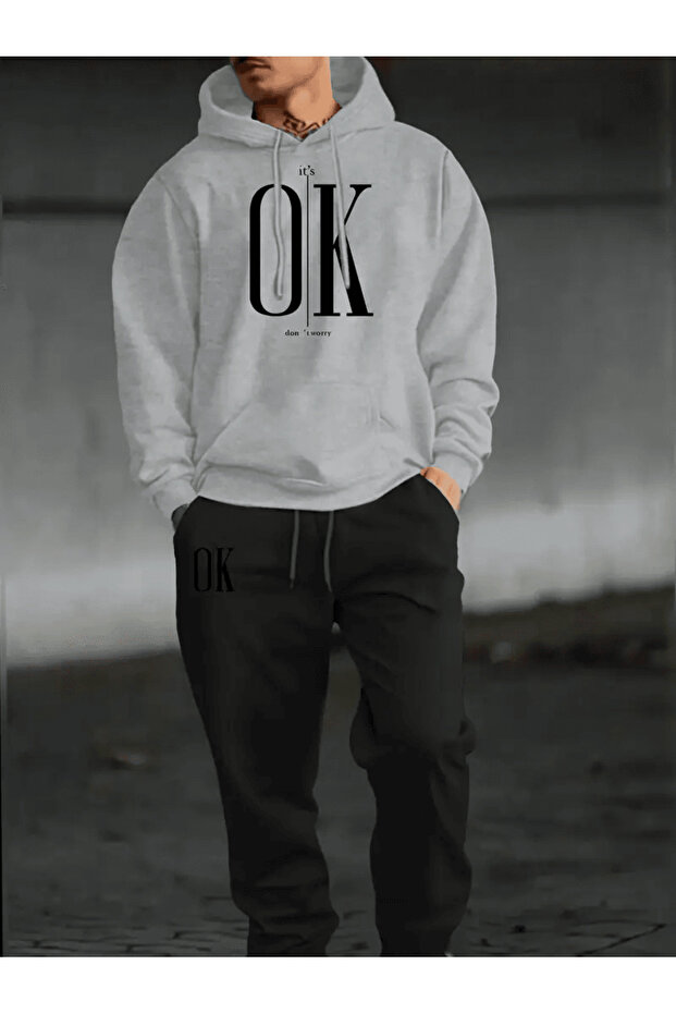 'Ok' Written Hoodie Set
