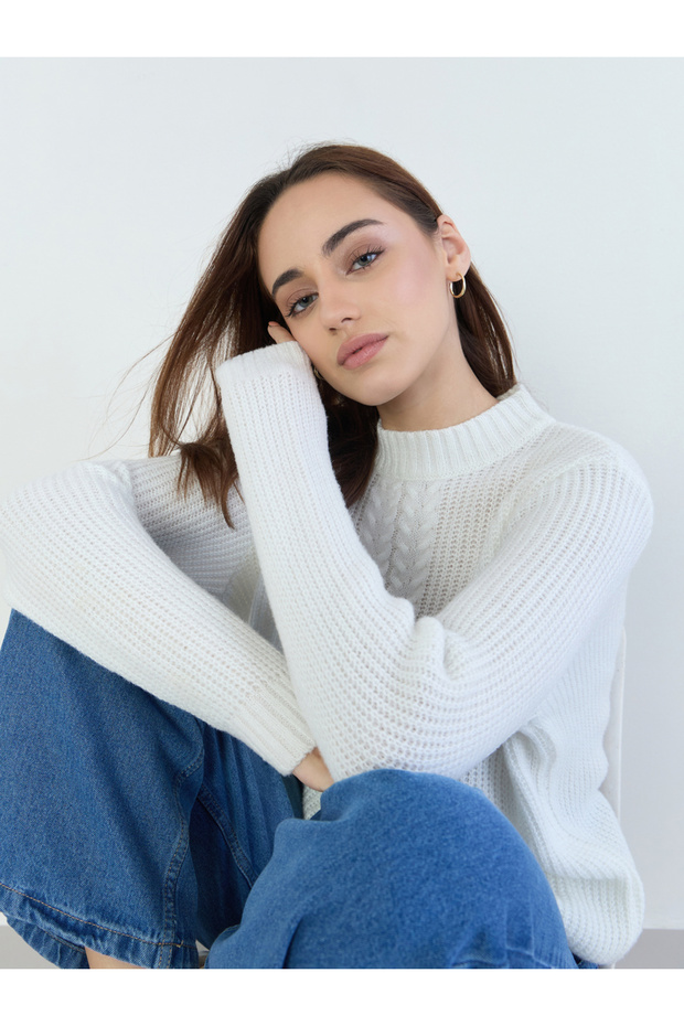 Cream Cable Knit Sweater