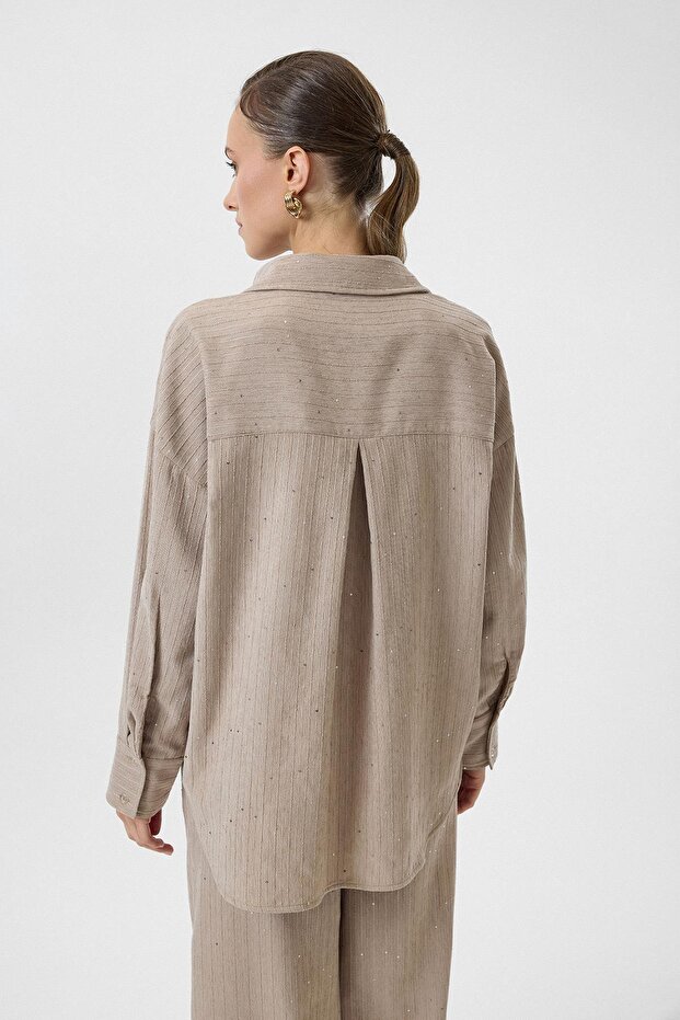 Çizgili Pullu Gömlek - 5