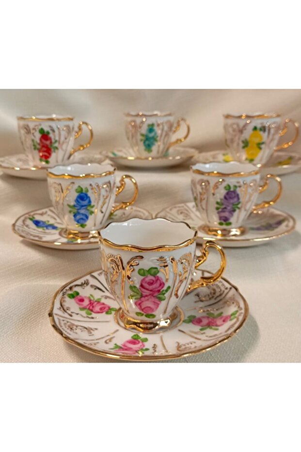 Amara Duo Porselen El Boyama Coffee Cup Set