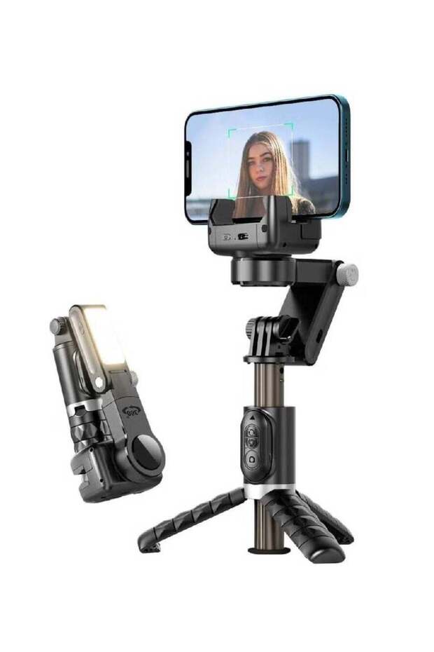 3-Axis Gimbal Stabilizer with Extendable Selfie Stick & Tripod, Face Tracking, 360° Rotation