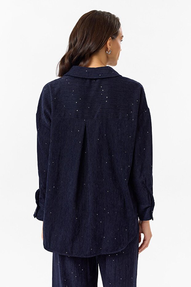 Çizgili Pullu Gömlek - 6