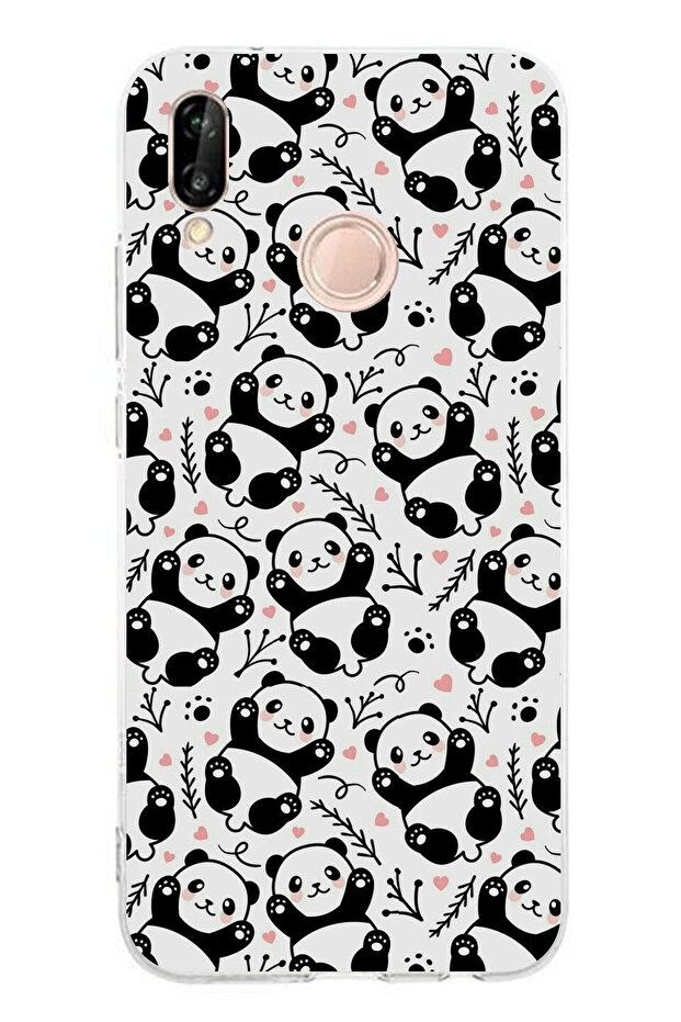 Huawei P20 Lite Compatible Little Pandas Printed Silicone Case - 1