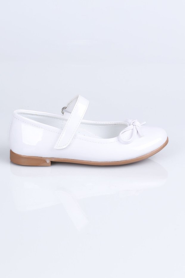 K.1181 Velcro Ballerina Shoes - White - 28