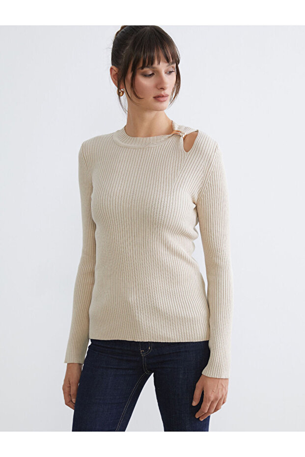 Zero Roba Collar Gathered Women's Knitwear Sweater from Uzg Store for Style Enthusiasts