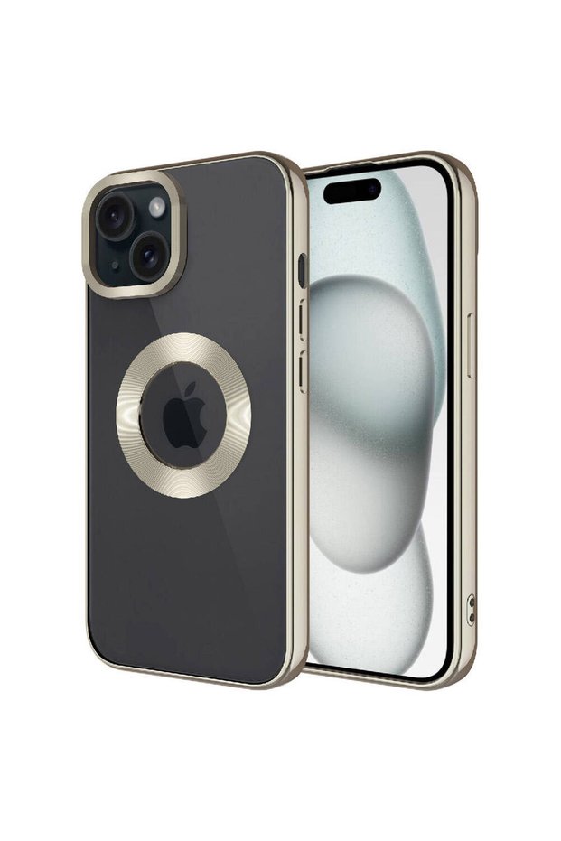 iPhone 15 Compatible Camera Protected Senk Omega Case with Logo - Titanium