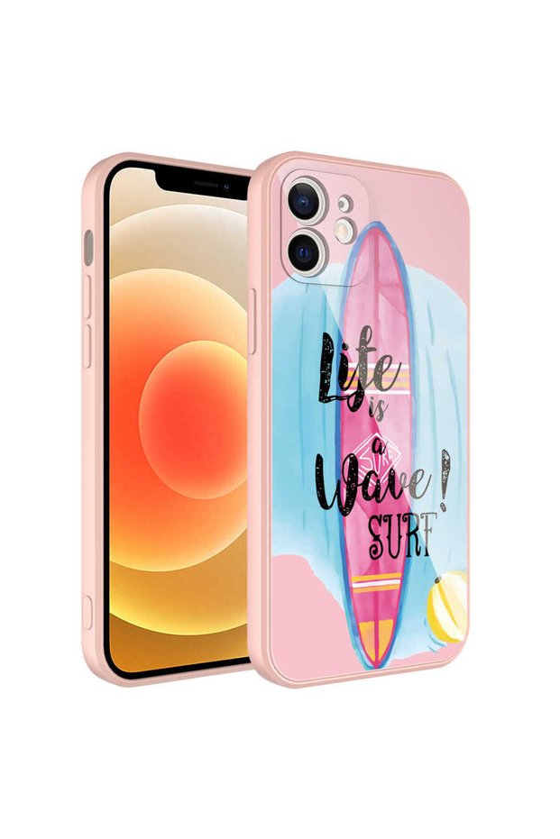 iPhone 12 Compatible Camera Protected Patterned Hard Silicone Senk Epoxy Case-No10