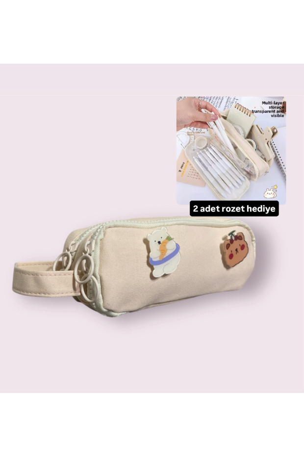 Kawaii Travel Large Capacity Oxford Cloth Multi-Compartment Large Size Pen Holder Pencil Case Gift