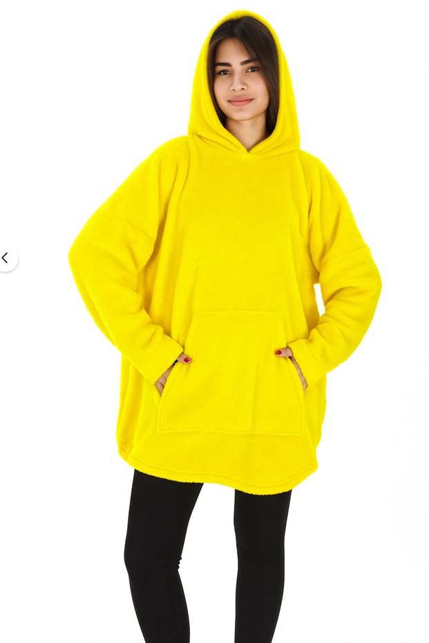 Wellsoft Hooded Wearable Tv Blanket Single Standard Size Yellow