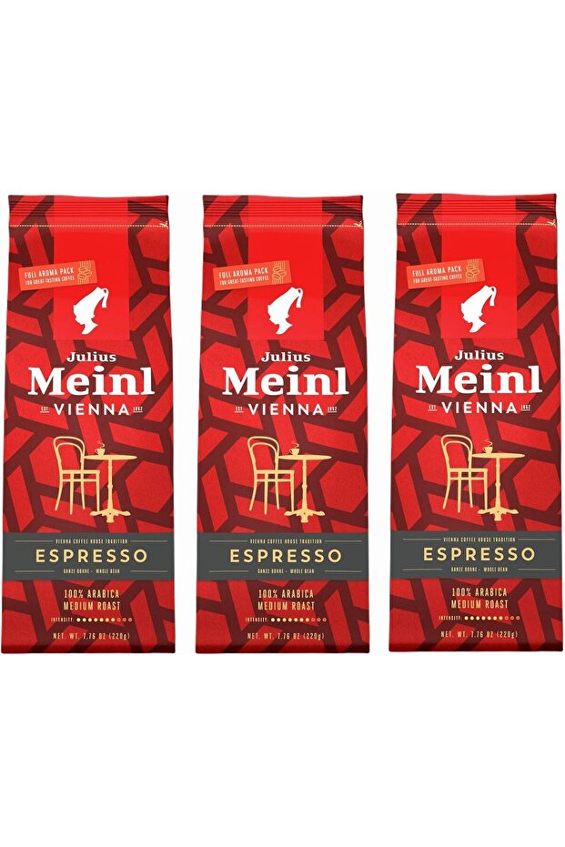 Vienna Espresso Whole Bean Coffee, 100% Arabica, Medium Roast, 220g Pack of 3