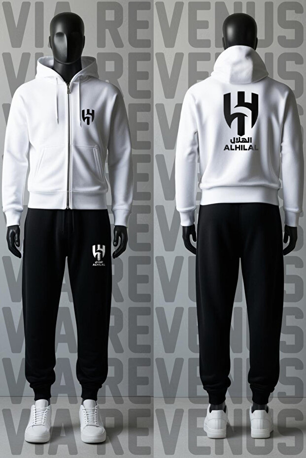 Al Hilal Front and Back Printed Zippered Hooded Cotton Tracksuit Set
