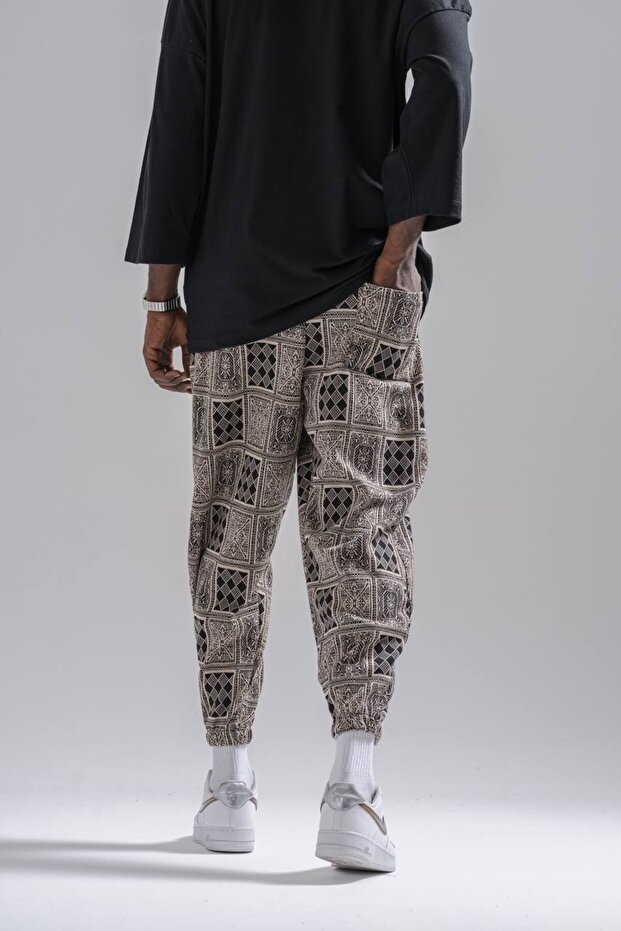 بنطلون شالوار منقوش بخصر مطاطي - 4