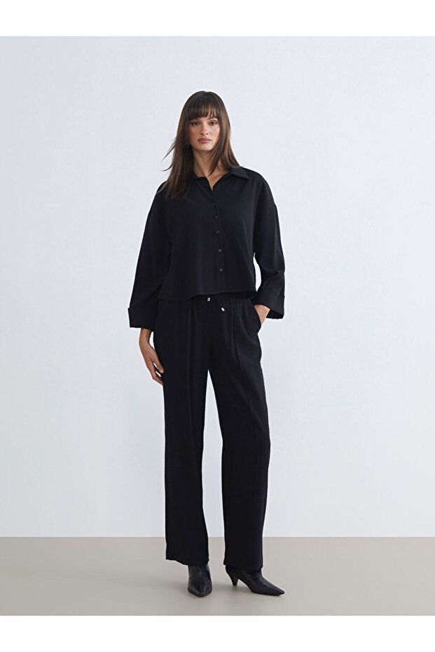 LCW Vision Wide Leg Women's Trousers with Elastic Waist