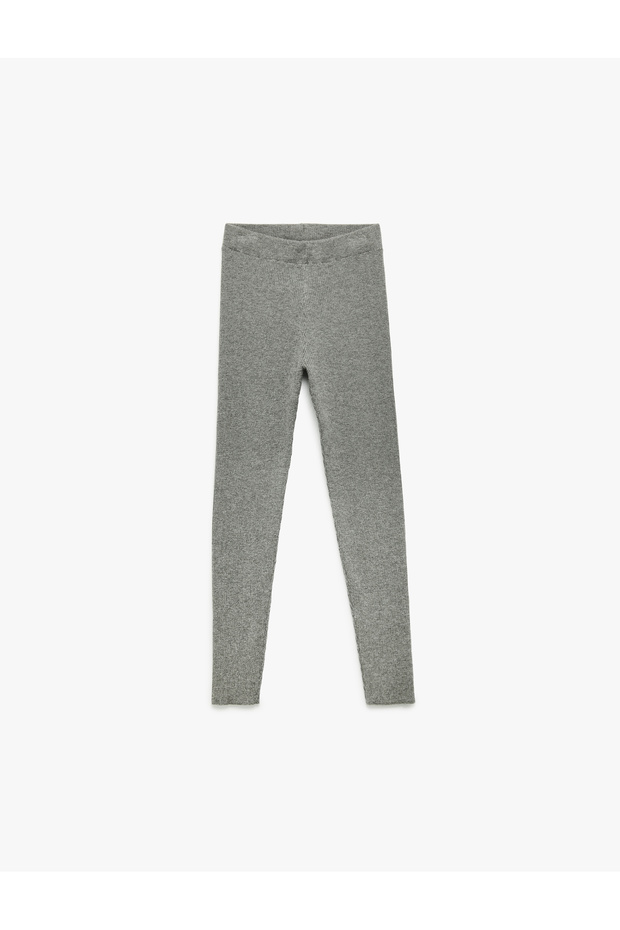 Viscose Blend Ribbed Slim Fit Basic Knitwear Trousers