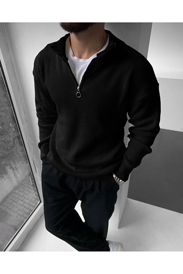 Men's Sweater Half Zipper Detailed Knitwear