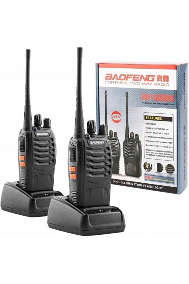 BF‑888S Talkies 2 Pcs Set – Long Range, Rechargeable, 16 Channel, UHF 5W with Charging B