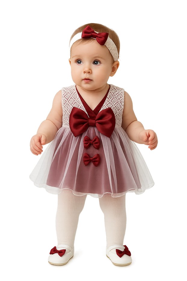 Baby Girl Mevlüt Dress with Bandana