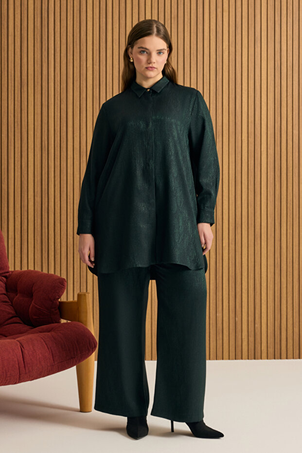 طقم فيسكوز من القماش المنقوش - 1