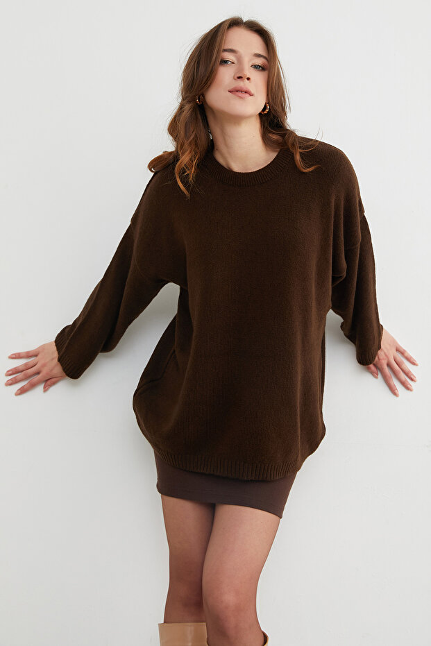 Basic Bisiklet Yaka Salaş Triko Kazak - 2