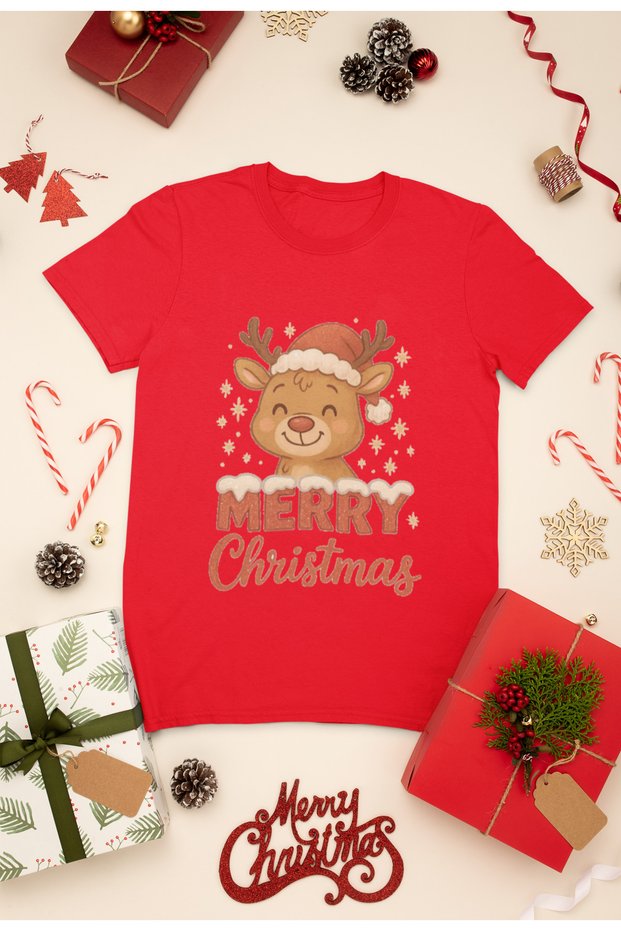 New Year Printed Unisex Children's T-Shirt, Christmas Themed, 100% Cotton