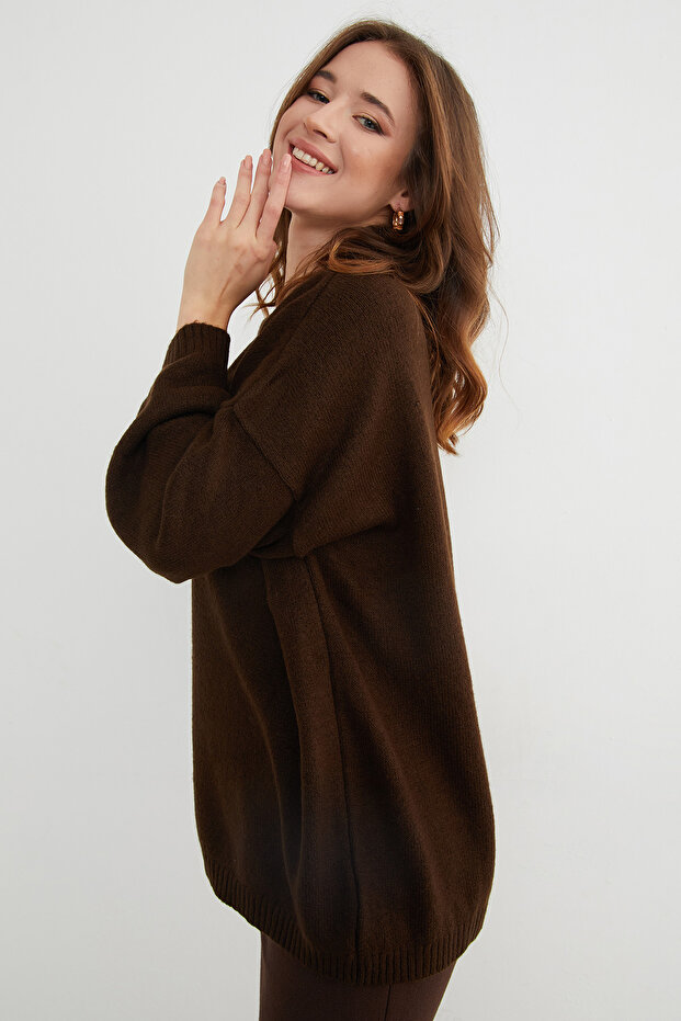 Basic Bisiklet Yaka Salaş Triko Kazak - 7