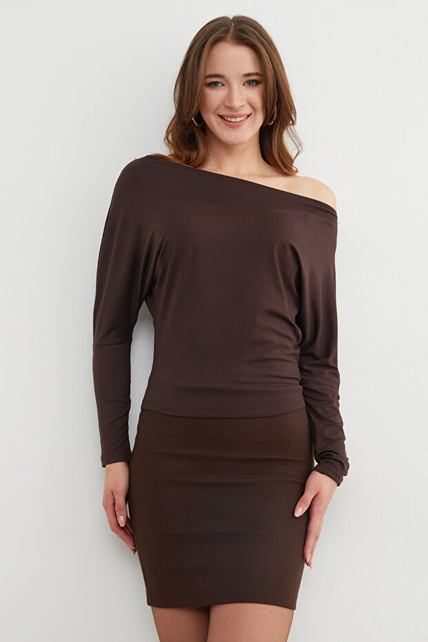 Basic Kayık Yaka Yarasa Kol Bluz - 2