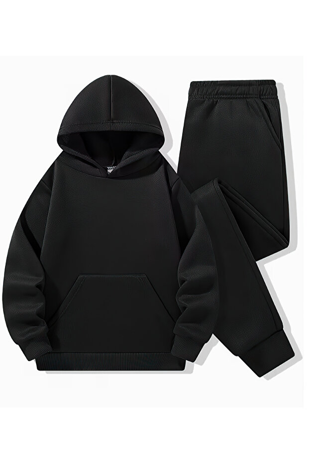Hooded Sweatshirt Children's Bottom and Top Set Without Print