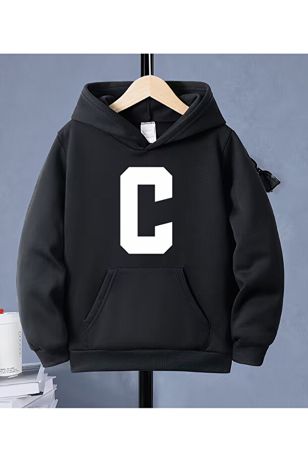 Children's Hooded Sweatshirt with Letter Print