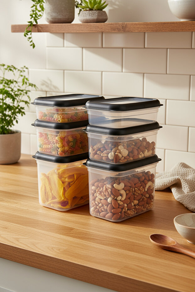 Hide Plus 6-Piece Storage Container Black (2X 1.9Lt - 2X 1 Lt - 2X 0.70 Lt)