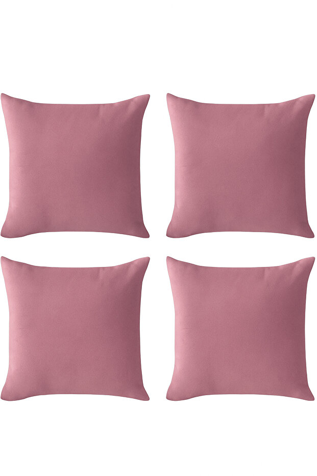 Pink Throw Pillow Cover Set of 4 - Hidden Zipper - Velvet Texture