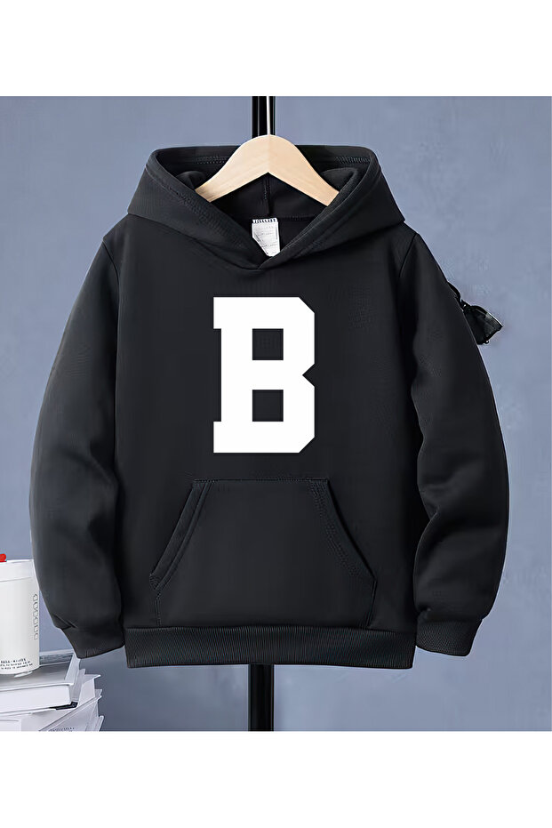 Children's Hooded Sweatshirt with Letter Print