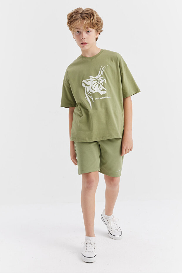 شورت مطبوع عليه نص للأولاد - 1