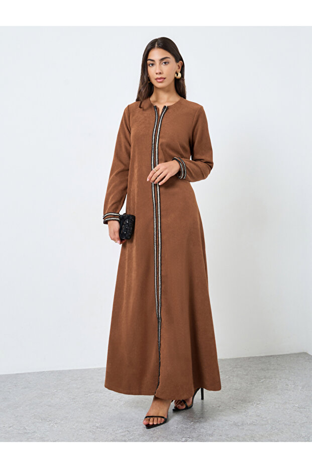 Rust Lace Insert Maxi Jalabiya