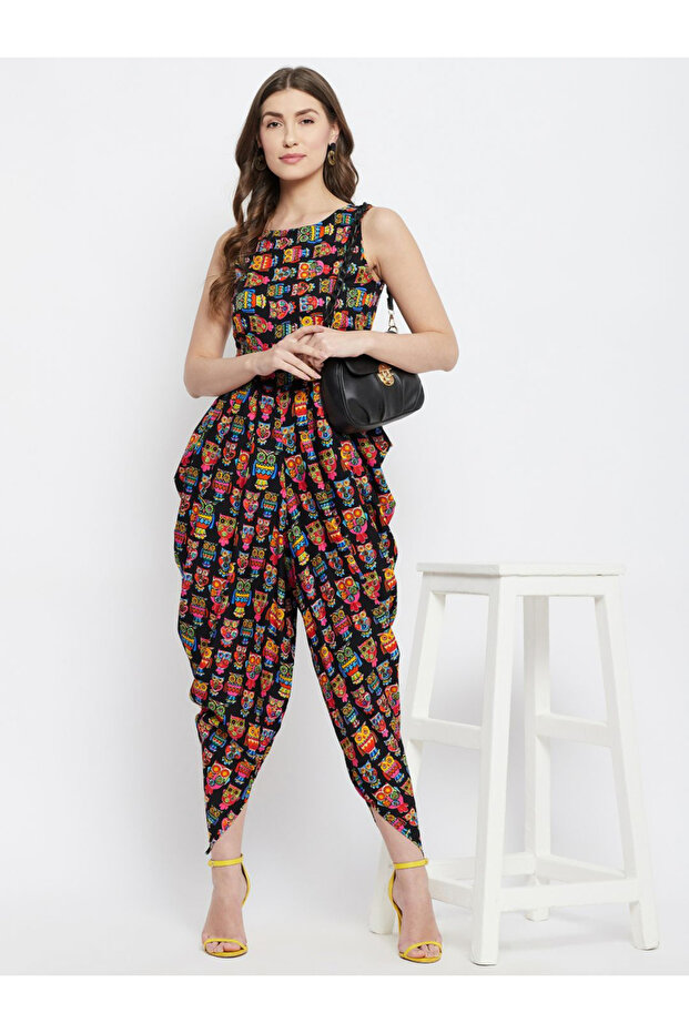 Owl Print Ethnic Dhoti Jumpsuit