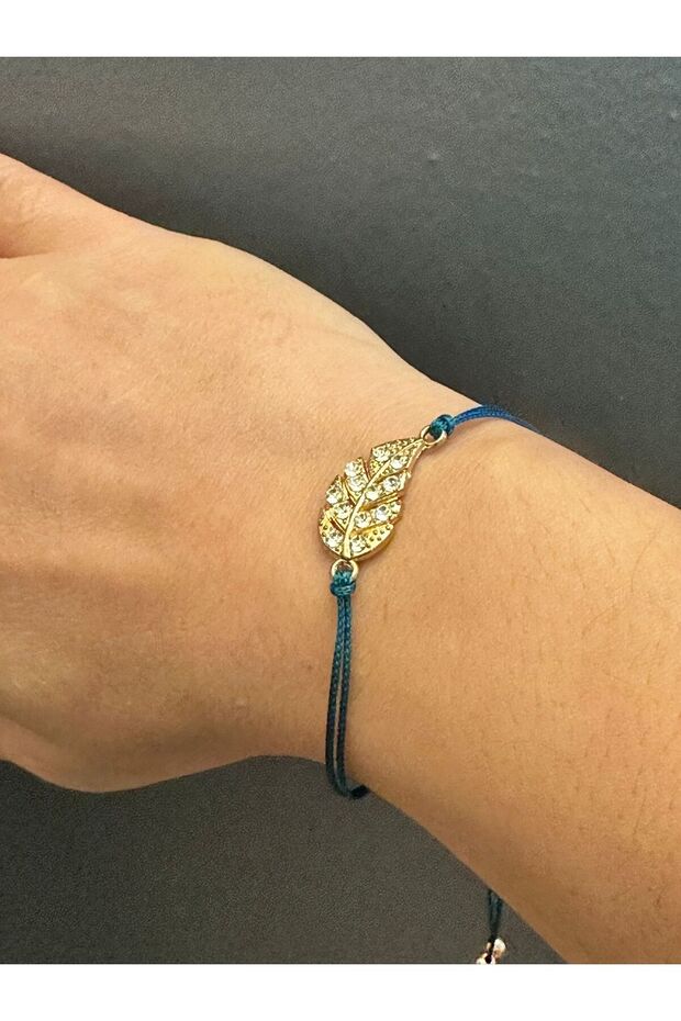 Zircon Stone Embroidered Leaf Women's Cord Bracelet