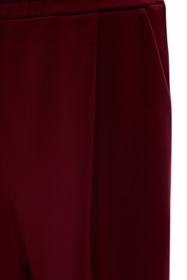 Beli Lastikli Örme Regular Vişne Pantolon - 7