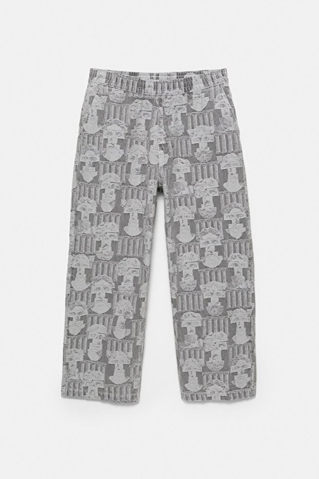 Desenli baggy jogger jean - 7