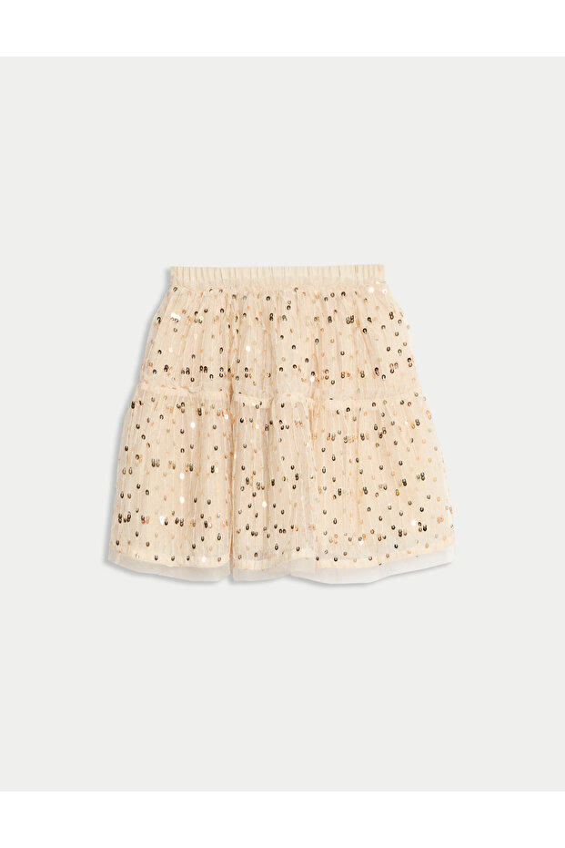 Pullu Payetli Etek - 1