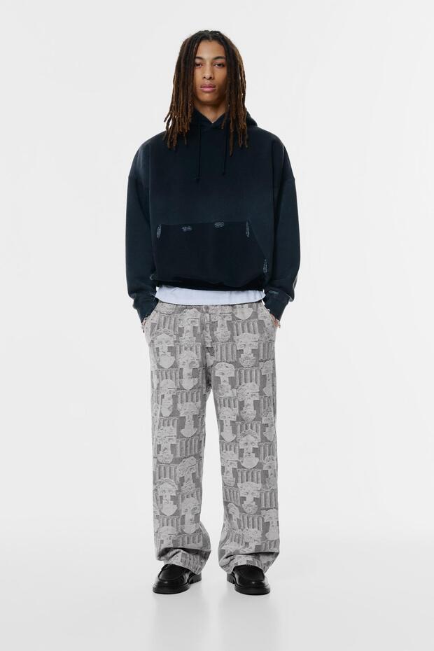 Desenli baggy jogger jean - 2