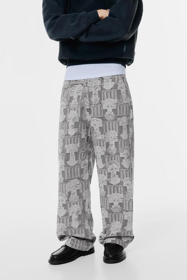 Desenli baggy jogger jean - 3