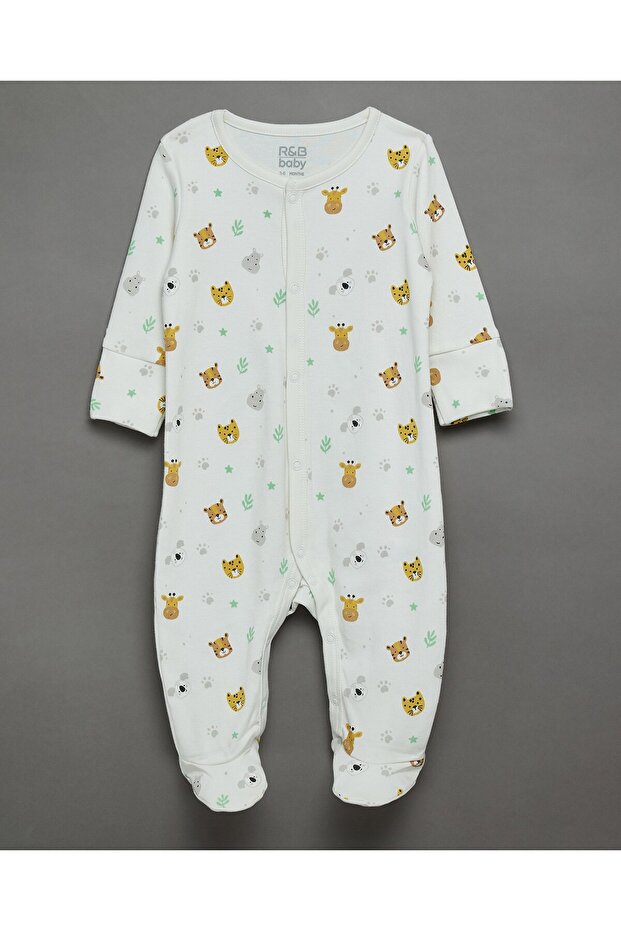 مجموعة من 3 بدلات نوم مطبوع بأقدام - 4