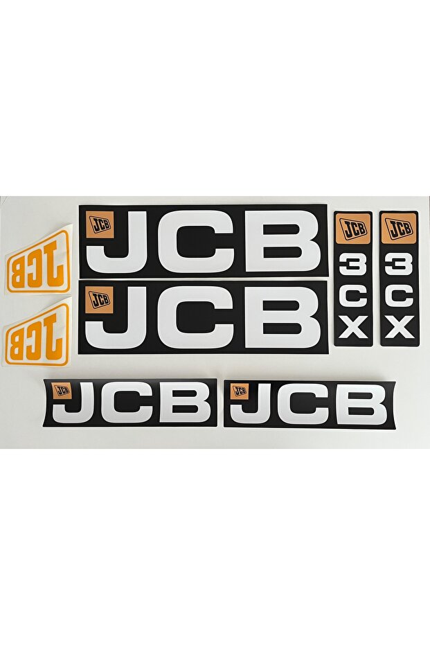 مجموعة ملصقات JCB 3CX مكونة من 8 قطع