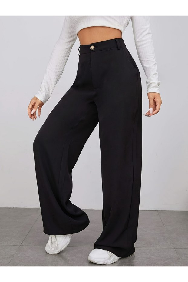 Solid Wide Leg Pants