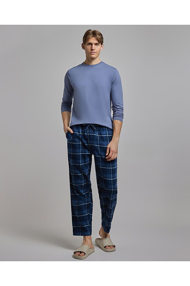 Plaid Lounge Pants with Drawstring Waist