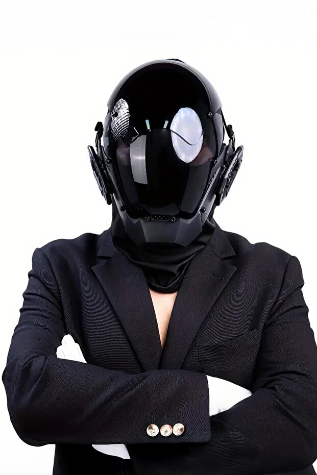 Cyberpunk Full Face Tactical Mask – with Mirror Visor, Premium Detailed (Includes Bandana)