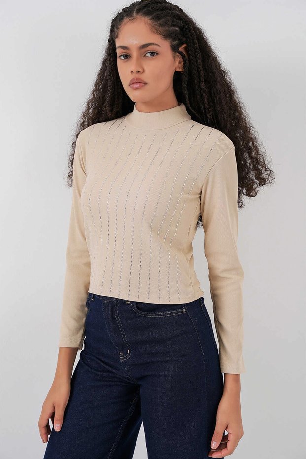 Women's Beige Half Fisherman Front Stone Body Hzl25W-Bd19221