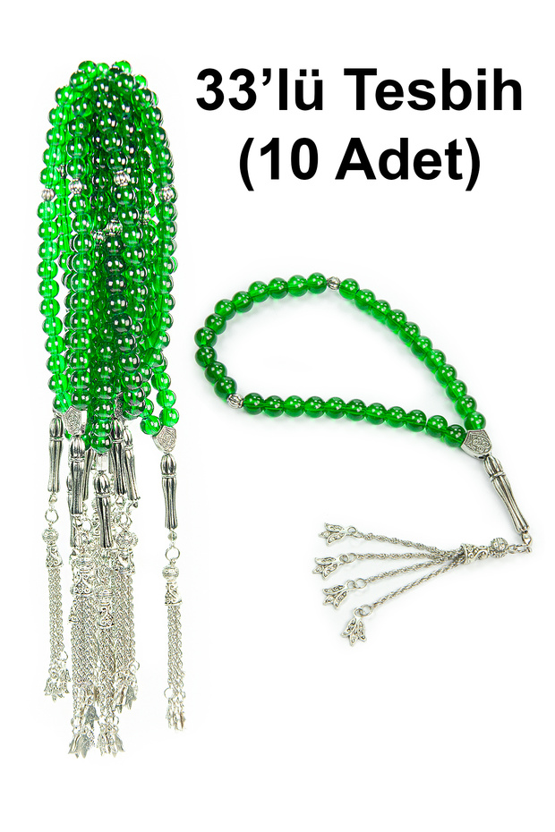 10 Pieces of 33-Bead Hajj Umrah Gift Prayer Beads - Green