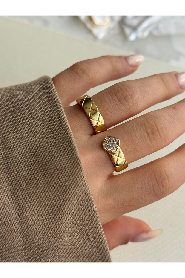 خاتم إصبع مزدوج قابل للتعديل مطلي بطبقة VIP - 2